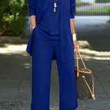 Braelyn - Women's Three-Piece Coordinated Pant Set - Blue