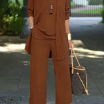 Braelyn - Women's Three-Piece Coordinated Pant Set - Dark Brown