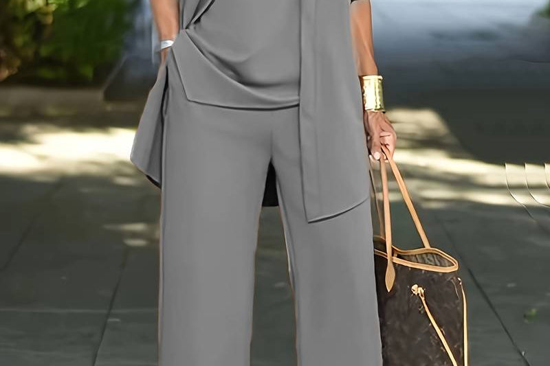 Braelyn - Women's Three-Piece Coordinated Pant Set - Gray