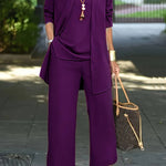 Braelyn - Women's Three-Piece Coordinated Pant Set - Purple