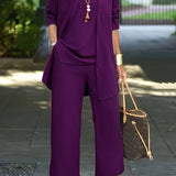 Braelyn - Women's Three-Piece Coordinated Pant Set - Purple