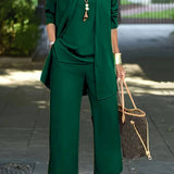Braelyn - Women's Three-Piece Coordinated Pant Set - Dark Green