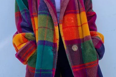 Branwen - Women's Oversized Long Plaid Winter Coat - Multicolor