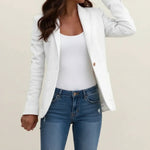Briella - Women's Single-Breasted Notched Lapel Blazer - White
