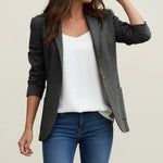 Briella - Women's Single-Breasted Notched Lapel Blazer - Black