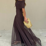 Brigid - Women's Long Mesh Overlay Ceremony Dress