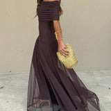 Brigid - Women's Long Mesh Overlay Ceremony Dress