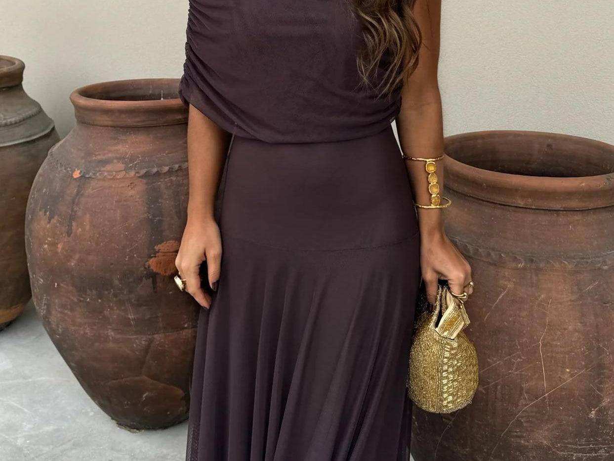 Brigid - Women's Long Mesh Overlay Ceremony Dress