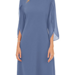 Bronagh - Women's Double Layer Cotton Midi Dress - Blue Grey