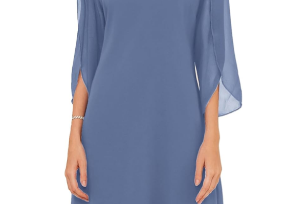 Bronagh - Women's Double Layer Cotton Midi Dress - Blue Grey