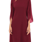 Bronagh - Women's Double Layer Cotton Midi Dress - Burgundy Red