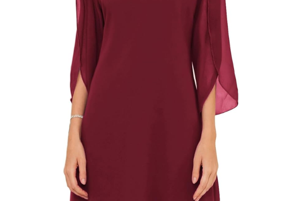 Bronagh - Women's Double Layer Cotton Midi Dress - Burgundy Red