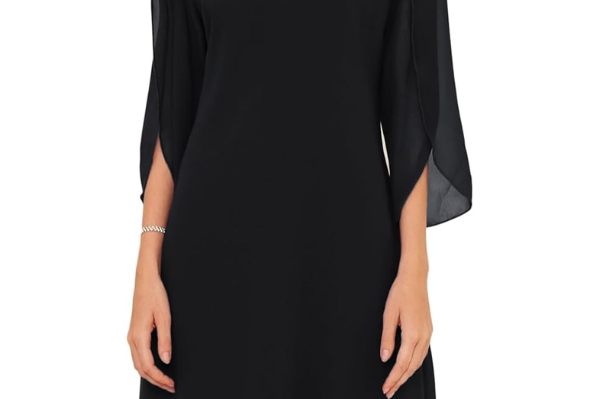 Bronagh - Women's Double Layer Cotton Midi Dress - Black
