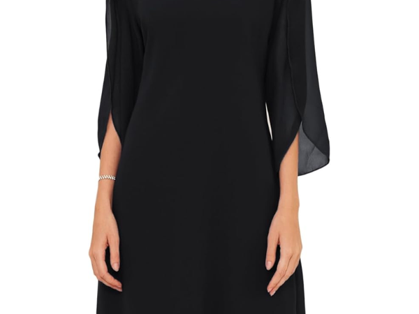 Bronagh - Women's Double Layer Cotton Midi Dress - Black