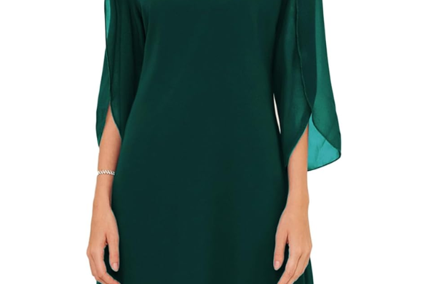 Bronagh - Women's Double Layer Cotton Midi Dress - Dark Green