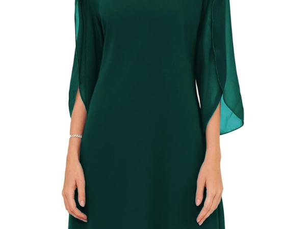 Bronagh - Women's Double Layer Cotton Midi Dress - Dark Green