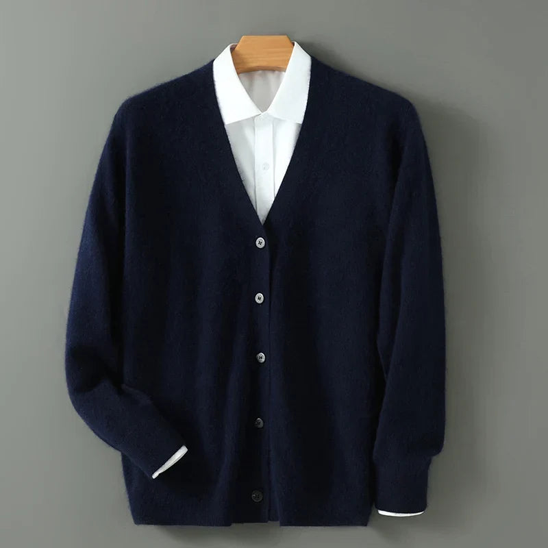 Bruce - Men's V Neck Button Front Knit Cardigan