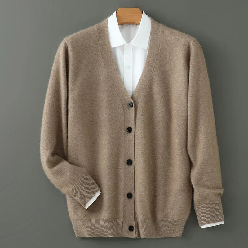 Bruce - Men's V Neck Button Front Knit Cardigan
