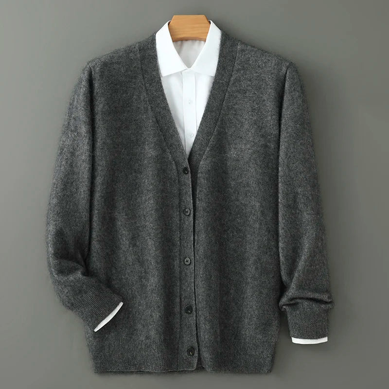 Bruce - Men's V Neck Button Front Knit Cardigan