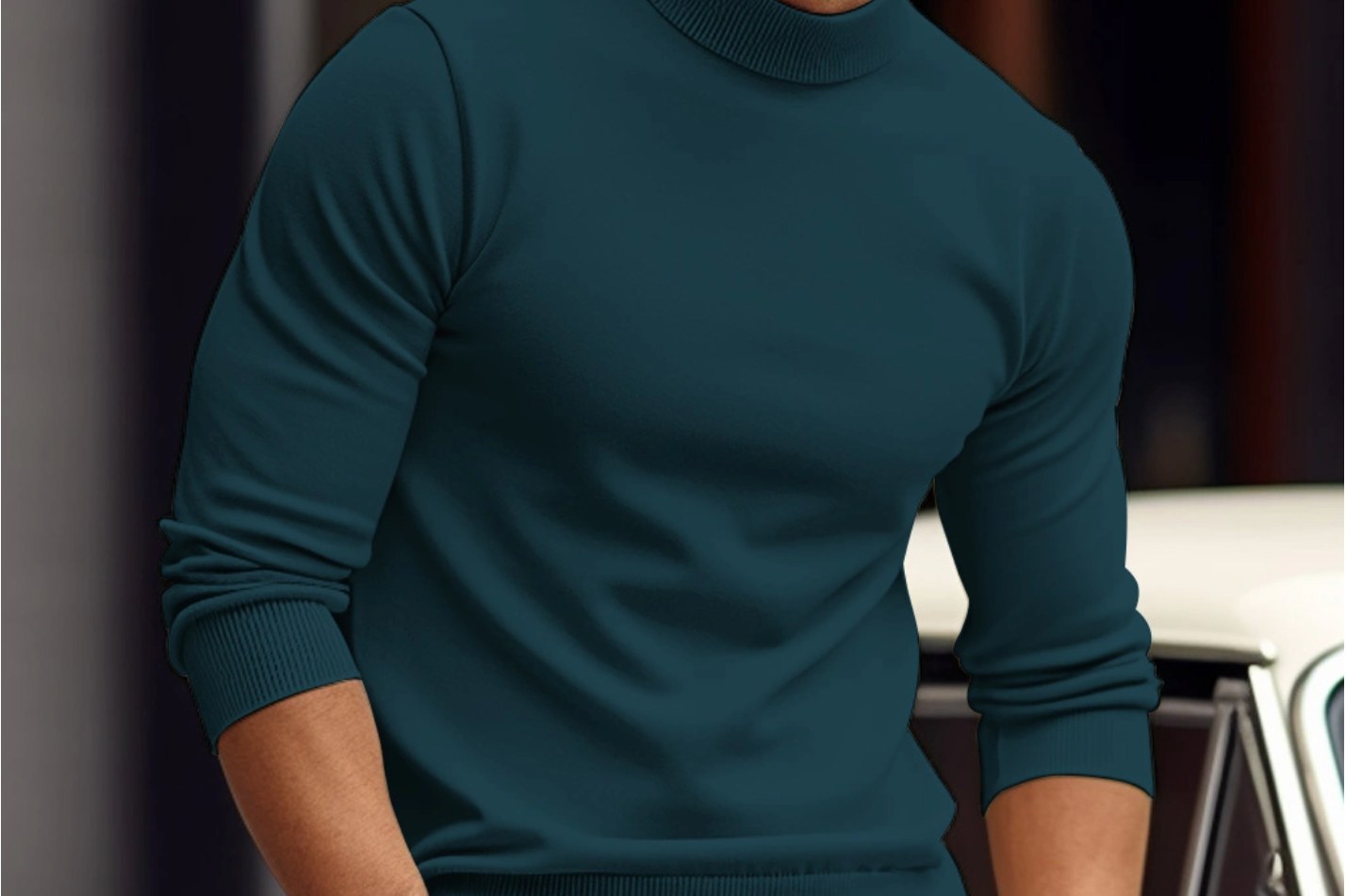 Bryce - Men's Ribbed-Trim Crew Neck Everyday Sweater - Green