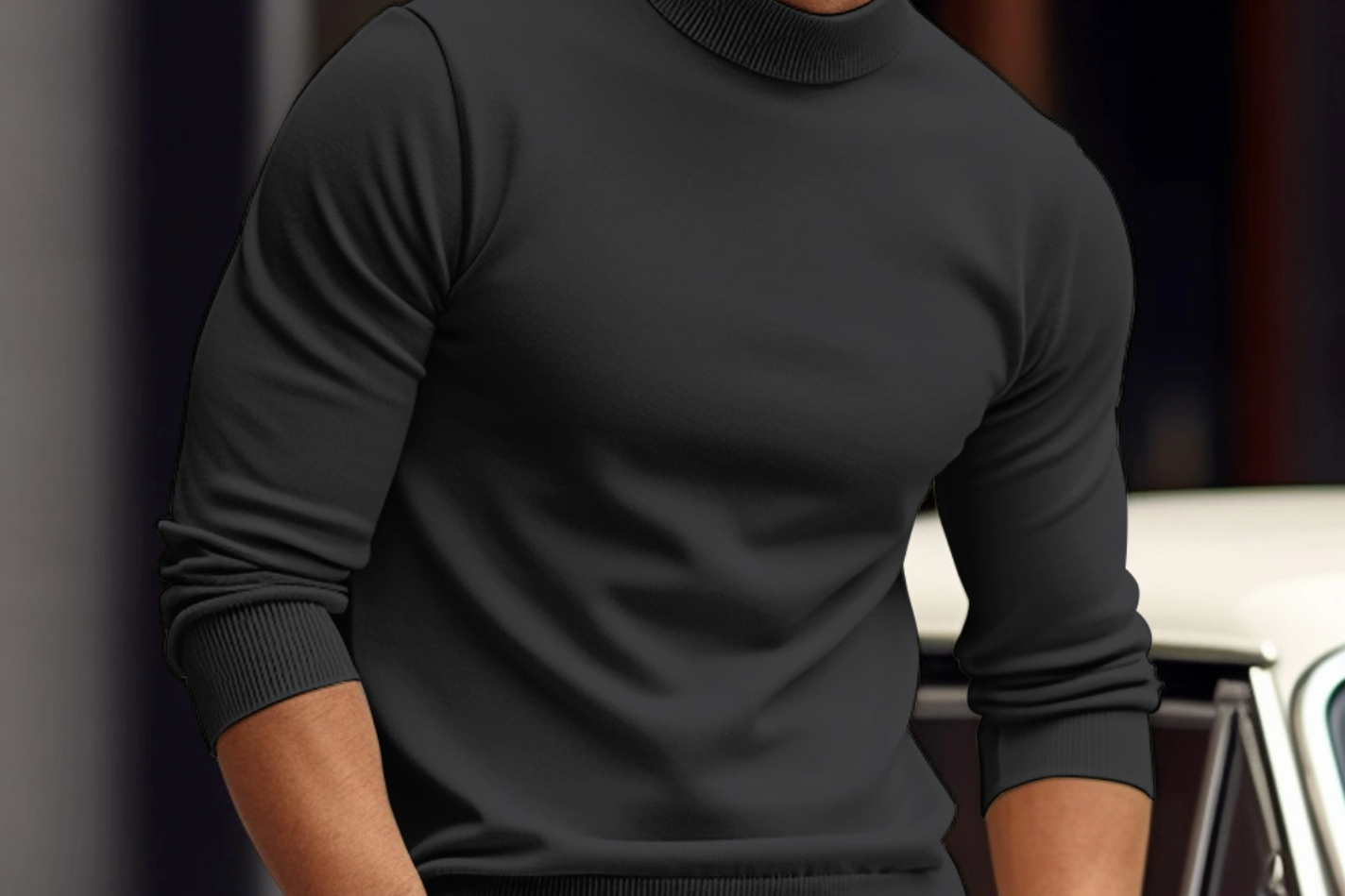Bryce - Men's Ribbed-Trim Crew Neck Everyday Sweater - Gray