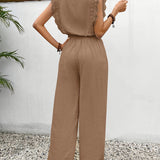 Wide-Leg Lace-Sleeve Jumpsuit lifestyle