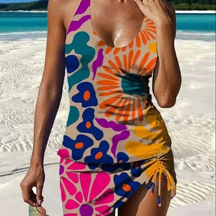 Women's Floral Bikini Set | Tummy-Control Swim Top and Shorts Set