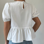 Puff Sleeve Peplum Bow Blouse side
