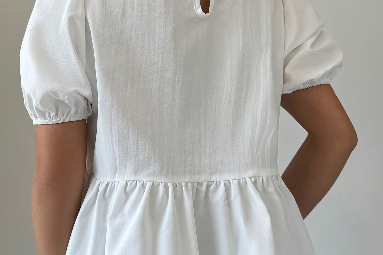 Puff Sleeve Peplum Bow Blouse side