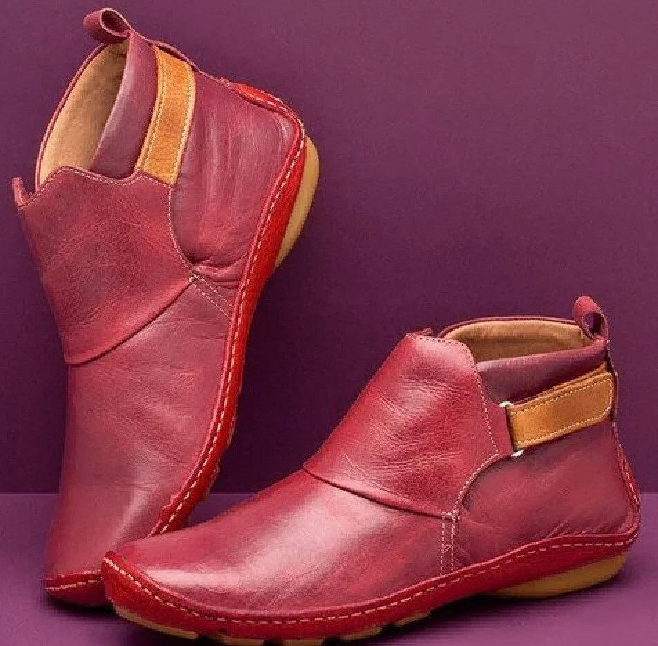 Caelia - Women's Orthopedic Ankle Boots with Supportive Sole - Red