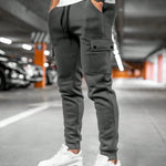 Calder - Men's Cargo Jogger Trousers with Drawstring Waist - Gray