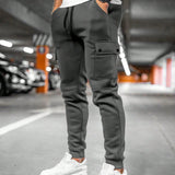 Calder - Men's Cargo Jogger Trousers with Drawstring Waist - Gray