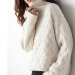 Calla - Women's Woven Pattern Turtleneck Sweater
