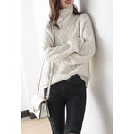 Calla - Women's Woven Pattern Turtleneck Sweater