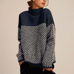 Caoimhe - Women's Soft Cashmere-Blend Turtleneck Sweater - Navy