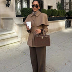 Carolina - Women's Camel Cape Coat with Fitted Waist