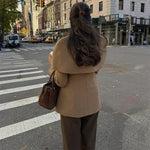 Carolina - Women's Camel Cape Coat with Fitted Waist