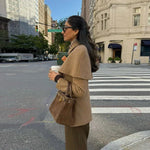 Carolina - Women's Camel Cape Coat with Fitted Waist