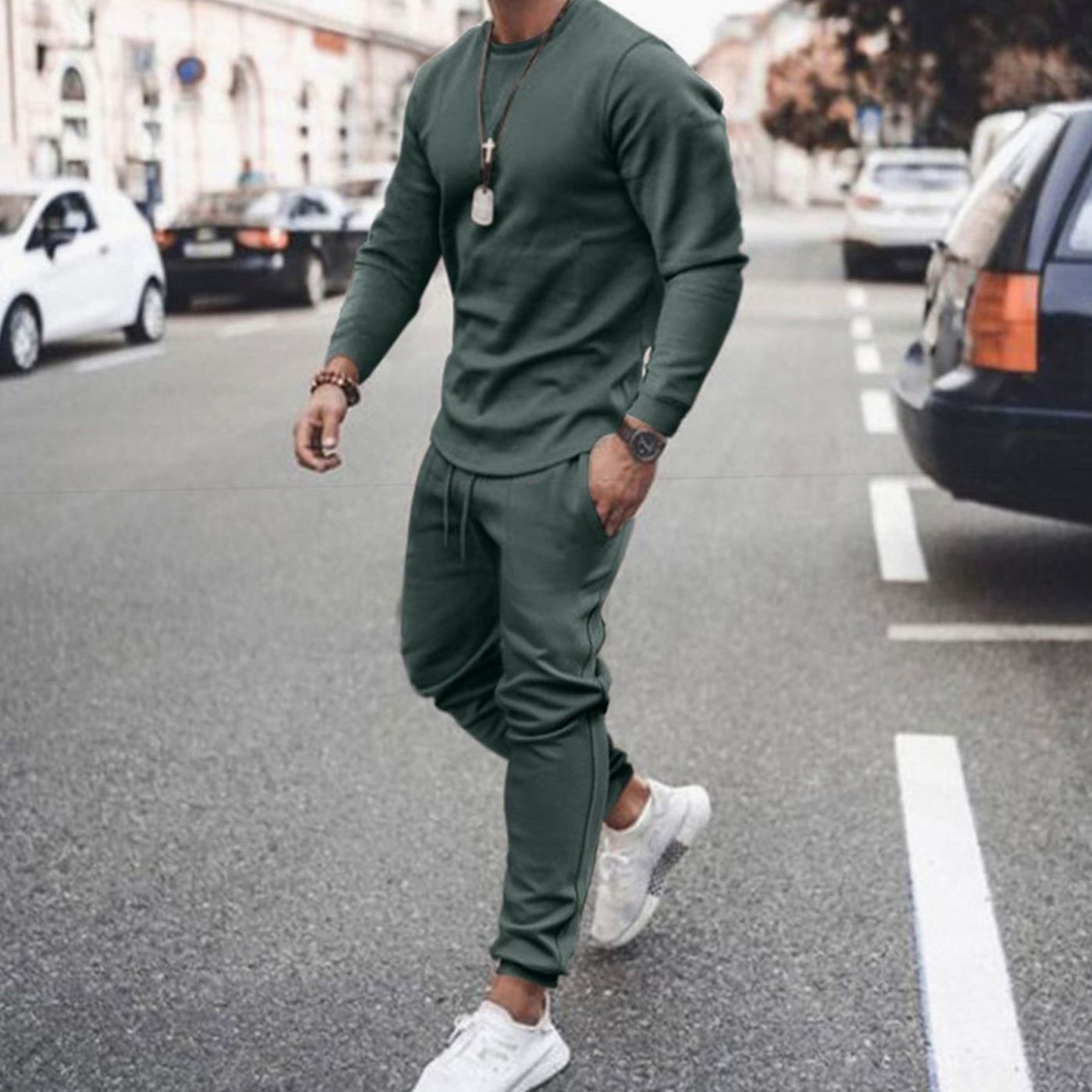 Caspian - Men's Long Sleeve Top and Jogger Set - Green