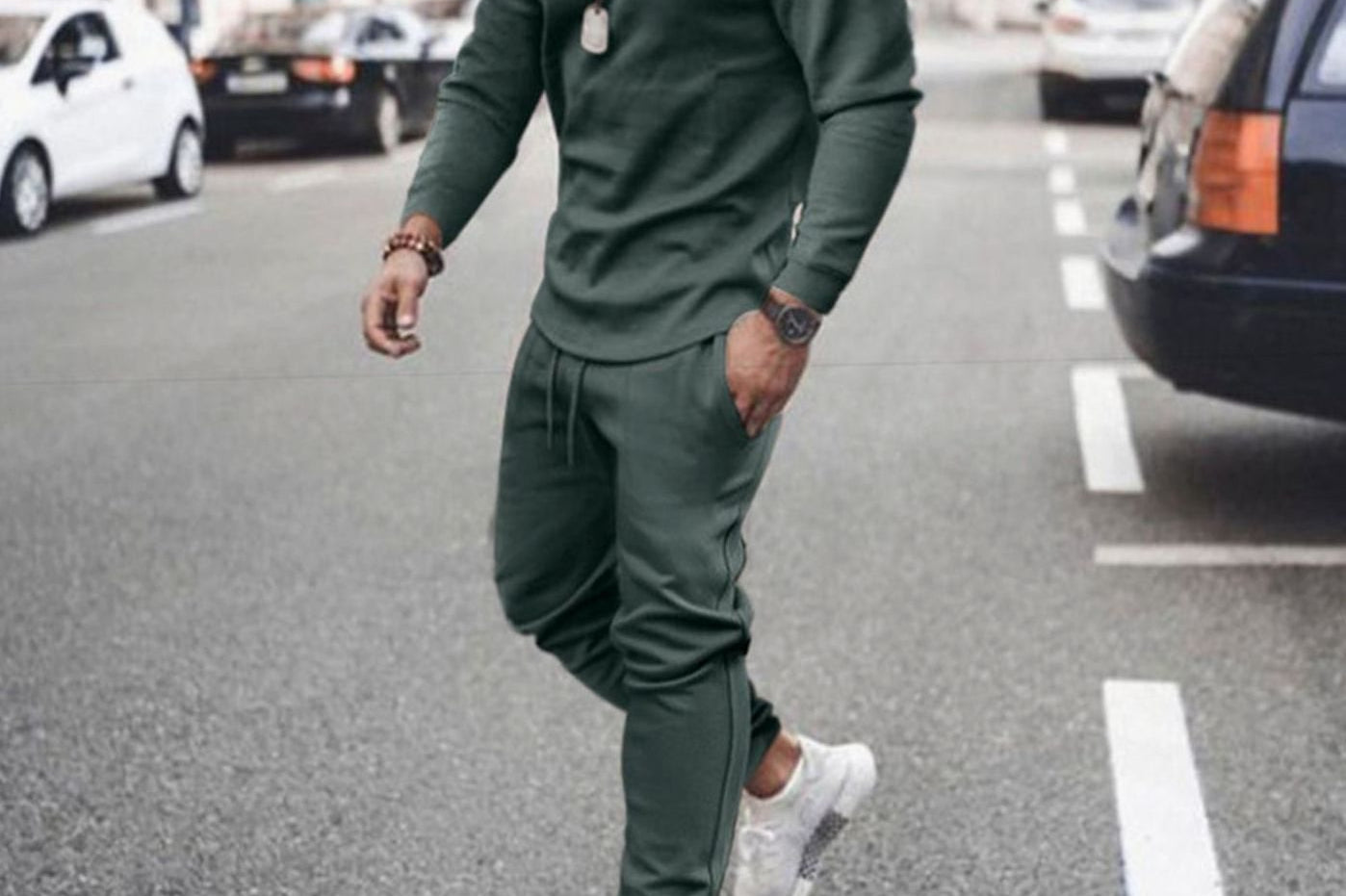 Caspian - Men's Long Sleeve Top and Jogger Set - Green