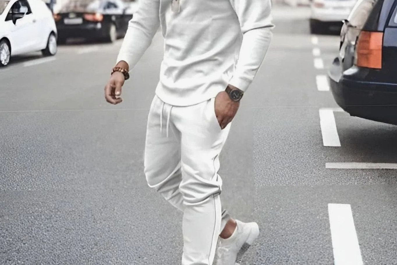 Caspian - Men's Long Sleeve Top and Jogger Set - White