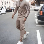 Caspian - Men's Long Sleeve Top and Jogger Set - Beige
