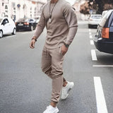 Caspian - Men's Long Sleeve Top and Jogger Set - Beige