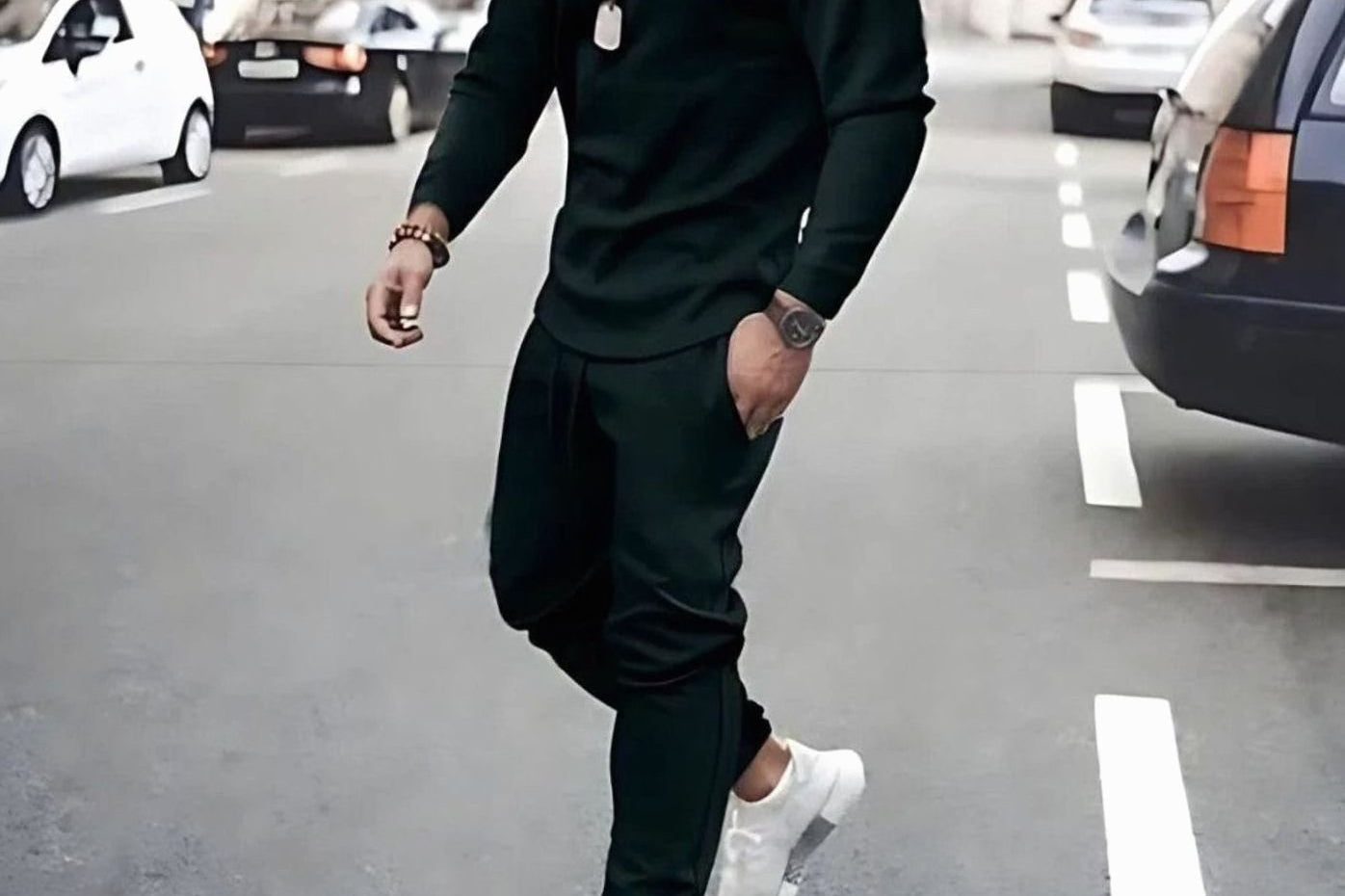 Caspian - Men's Long Sleeve Top and Jogger Set - Black