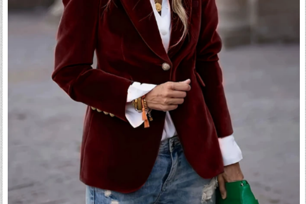 Women's Velvet Button-Detail Blazer | Luxe Evening Blazer