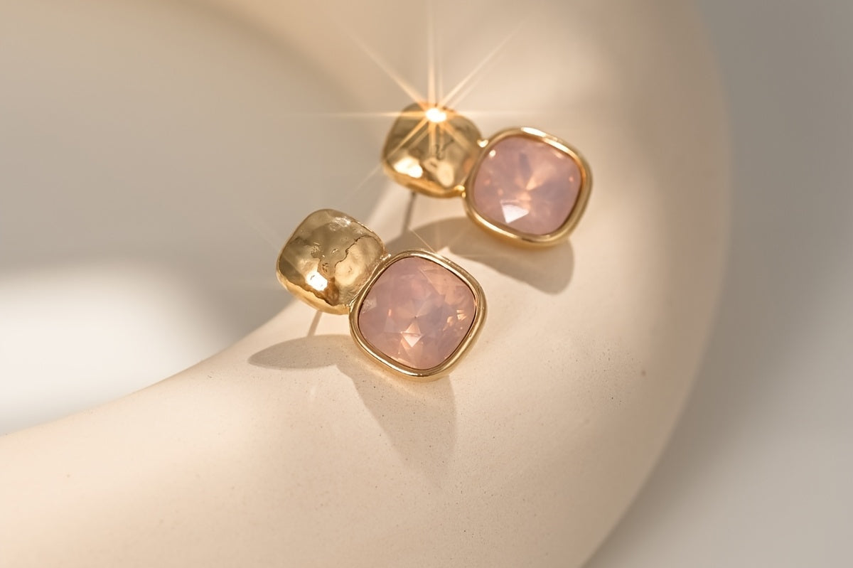 Women's Geometric Square Drop Earrings | Gold-Tone Statement Jelly Earrings
