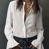 Celina - Women's Zip-Front Blouse with Flounce Cuffs
