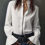 Celina - Women's Zip-Front Blouse with Flounce Cuffs