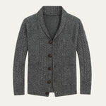 Chad - Men's Cable Knit Shawl Collar Cardigan with Pockets