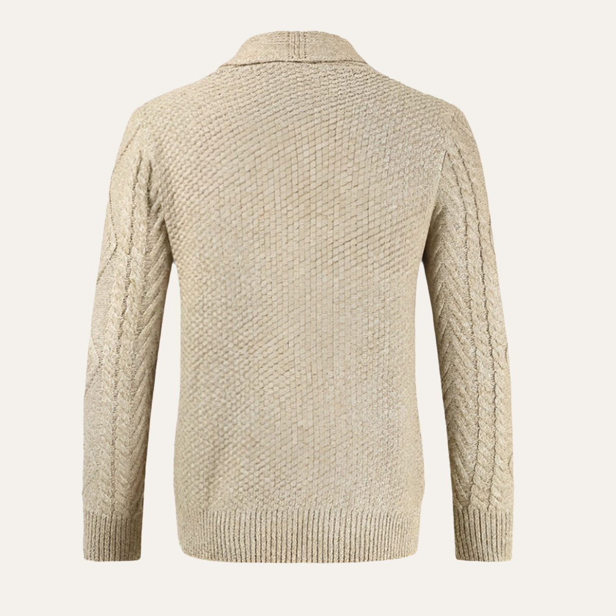 Chad - Men's Cable Knit Shawl Collar Cardigan with Pockets